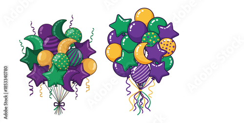 Mardi Gras Balloon Bouquets in Purple, Green, and Gold