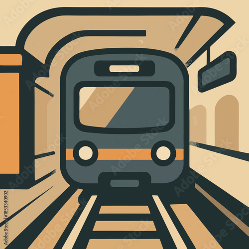 Icon Train moving through station