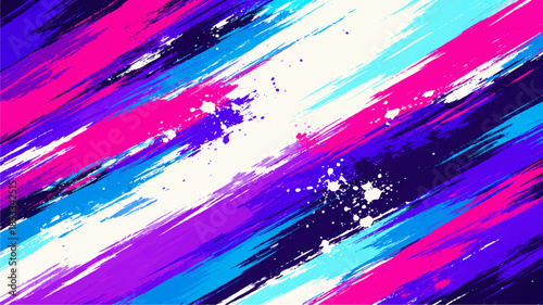 Abstract watercolor background design featuring a colorful rainbow splash of purple pink and blue ink brush strokes with a grunge paint texture and light motion lines for a vector wallpaper backdrop