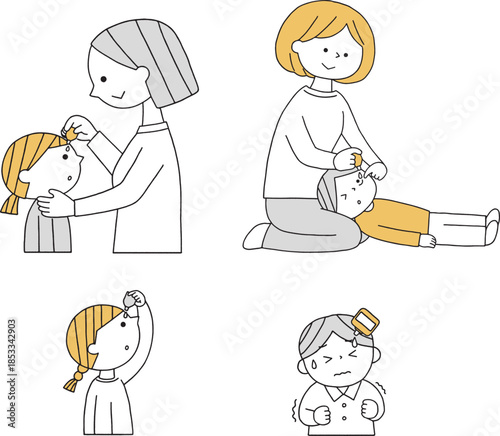 目薬を指す子供セット単色