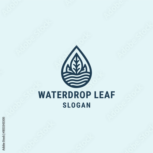 Waterdrop leaf logo icon design template vector illustration
