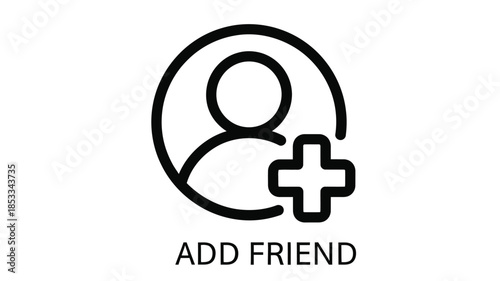 Simple line icon of a person with a medical cross and add friend text below