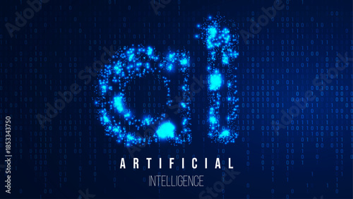 AI Intelligence with neural networks data flows symbolizing machine learning and automation. For tech ads websites and marketing campaigns. Vector illustration...