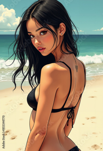 Beach girl illustration