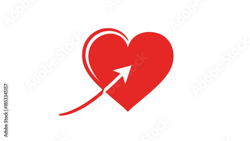 Red heart with an arrow piercing through it, symbolizing love and affection.