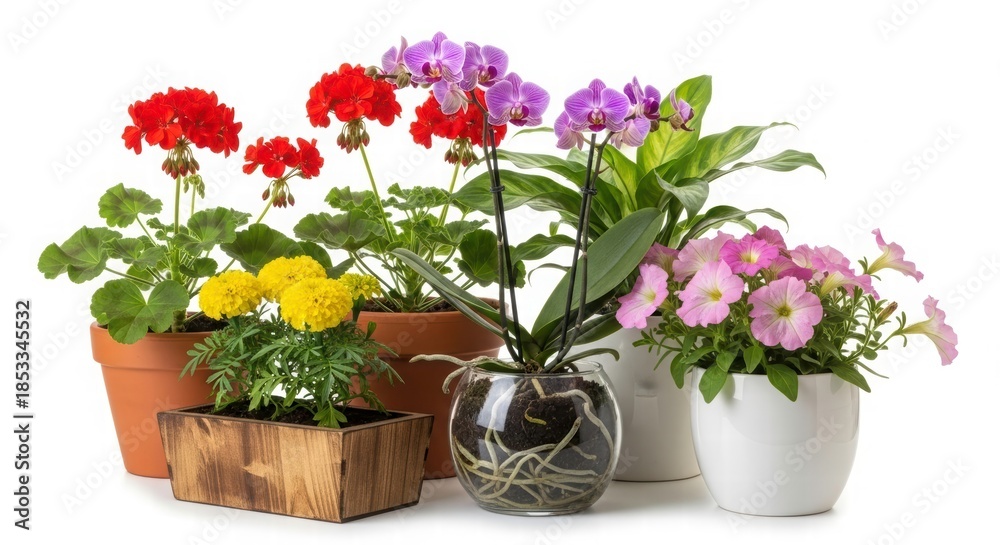 custom made wallpaper toronto digitalBlooming Harmony: A colorful display of diverse potted flowers creates a vibrant atmosphere, showcasing nature's artistic flair.