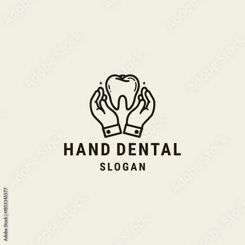 Hand dental logo design template vector illustration