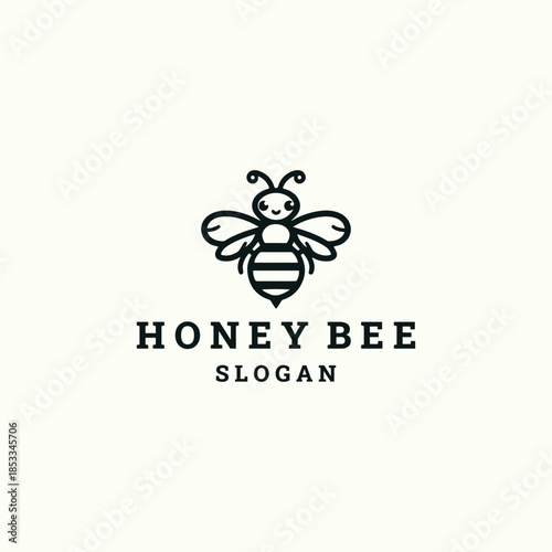 Honey bee logo design template vector illustration
