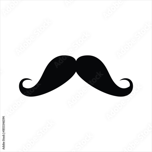 Mustache Icon – Retro Curled Facial Hair Vector Silhouette