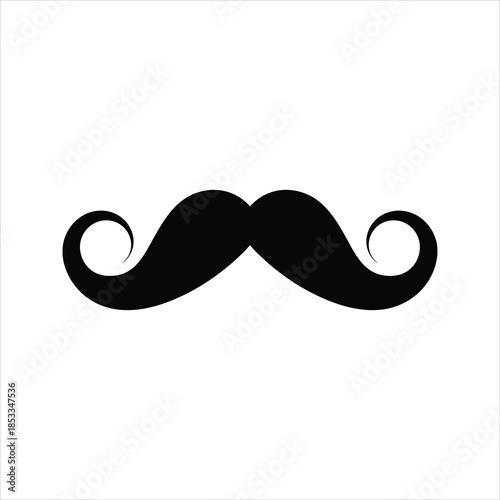 Mustache Icon – Retro Curled Facial Hair Vector Silhouette