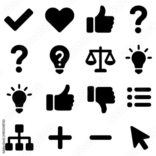 Iconic Symbol Set: An assortment of universally recognized symbols, each one a concise representation of an idea, concept, or action.
