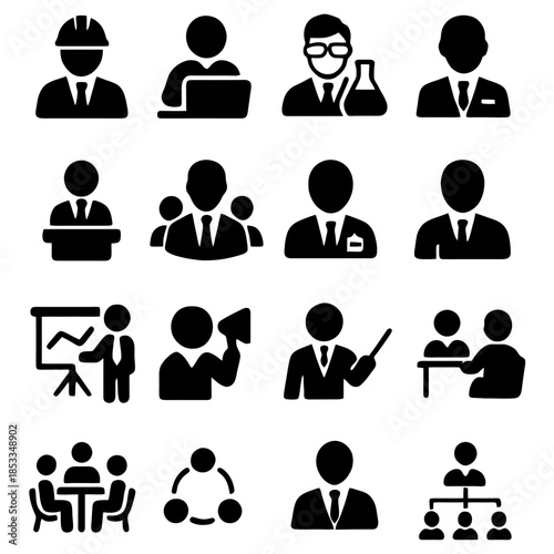 Essential Professional Silhouettes: a collection of diverse professional silhouettes representing various professions, capturing the essence of professionalism. 