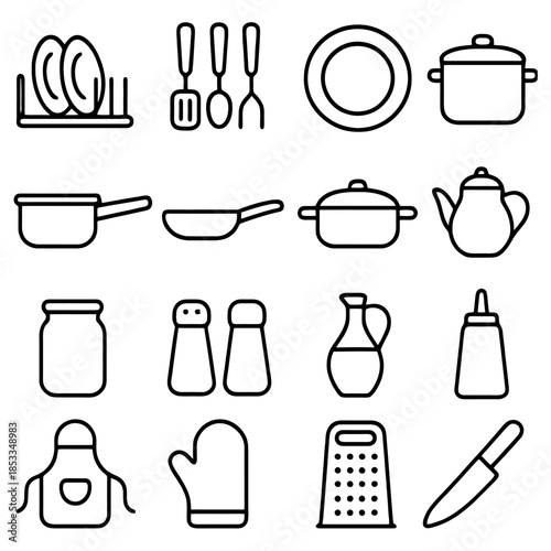Culinary Collection: An array of essential kitchen utensils and tools, meticulously arranged for culinary pursuits. capturing the essence of culinary art.