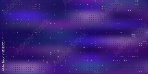 Purple abstract pixel texture bg video screen. Tv pattern background with square noise effect. Futuristic broadcast neon gradient banner for television. Modern vhs led static display element