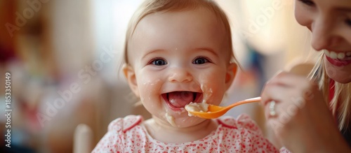 Baby Feeding, Happy, Mother, Home