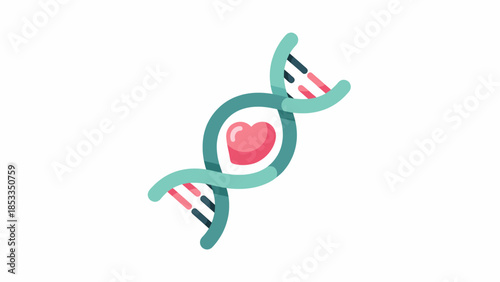 Heart Shaped DNA Helix Symbolizing Love Genetics Medical Science Research and Healthcare