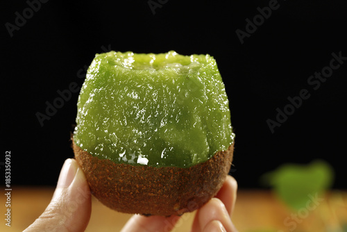 Fresh Green Kiwifruit with Water Droplets, Zhouzhi Shaanxi