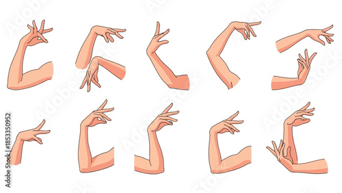 Set of stylized illustrated arm gestures, perfect for art or design projects