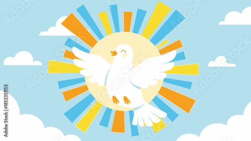 A white dove with outstretched wings symbolizing peace and hope.