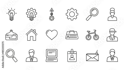 Collection of Business and Technology Icons for Digital Projects.