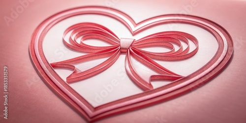 Heart-shaped design with a decorative ribbon in shades of pink.