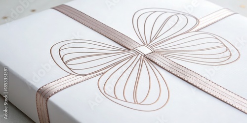 A beautifully wrapped gift box with a decorative ribbon and bow design.