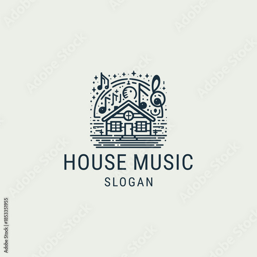 House music logo template vector illustration design