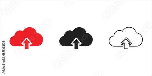 Cloud Upload: A set of digital cloud icons, each symbolizing data transfer, representing connection, data storage, and the boundless potential of the digital world. 