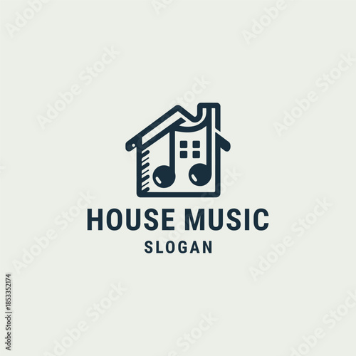 House music logo template vector illustration design