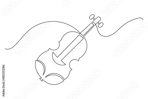Simple outline illustration of a fiddle continuous single line art