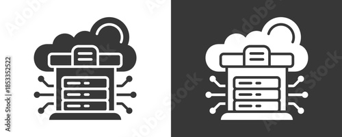 Data Warehouse Icon Set Vector Collection Isolated In Black And White