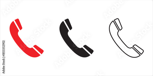 Telephone Handset Icon Trio: A set of three telephone handset icons presented, offering a diverse representation of telecommunication and digital interaction.