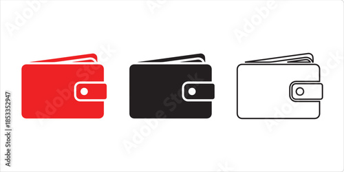 Wallet Icons: A set of simple wallet icons in varying colors and styles, symbolizing finance, and banking.