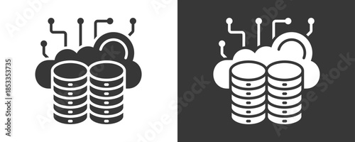 Cloud Computing Icon Set Vector Collection Isolated In Black And White