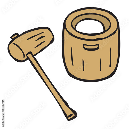 餅つき大会の道具_臼と杵　ウスとキネ