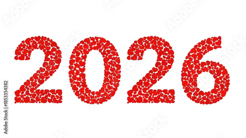 2026 Year Composed of Many Red Hearts Love and Romance Concept Art