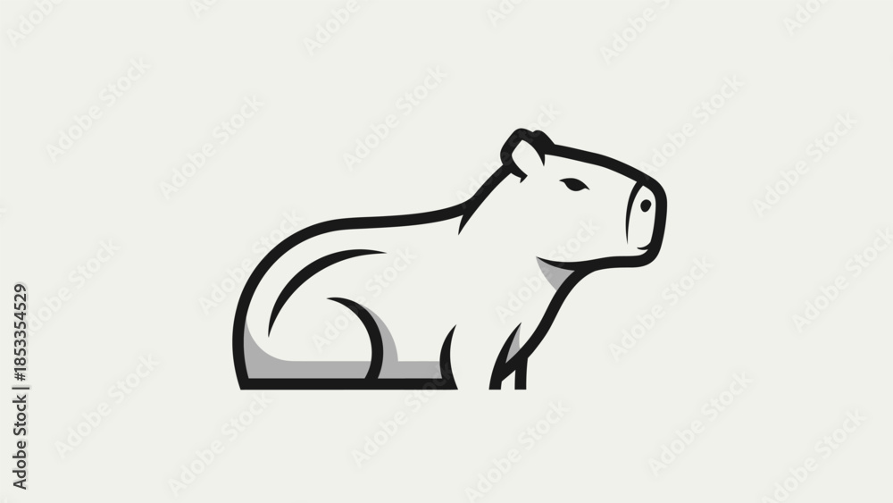 Obraz premium Minimalist capybara vector illustration with clean lines and simple shapes, perfect for logos or icons.