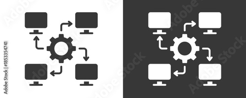 Parallel Processing Icon Set Vector Collection Isolated In Black And White