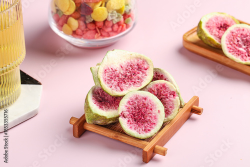 Fresh Pink Figs from Xinjiang on Wood Serving Boards