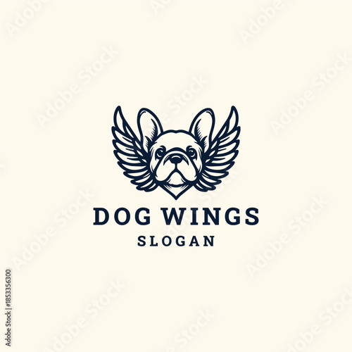 Dog wings logo icon design template vector illustration 