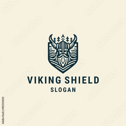 Viking shield logo icon design template vector illustration 