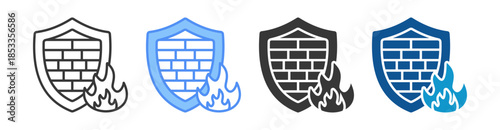 Firewall Icon Set Multiple Style Collection