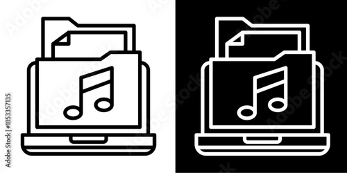 Music Icon Set White Style Collection