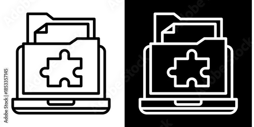 Puzzle Icon Set White Style Collection