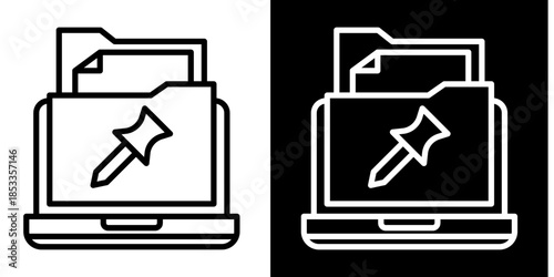 Pin Icon Set White Style Collection