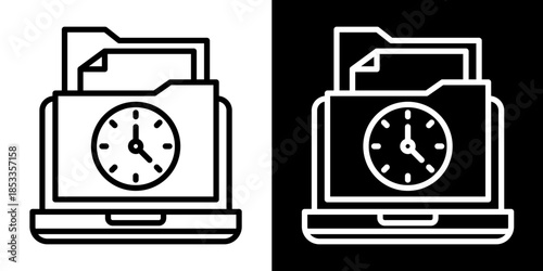 Time Icon Set White Style Collection
