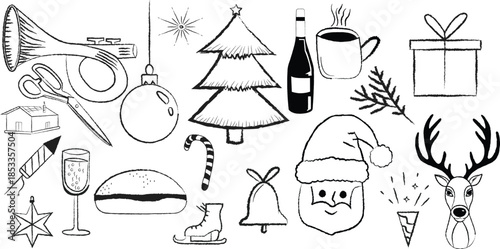 Christmas icons and symbols illustration