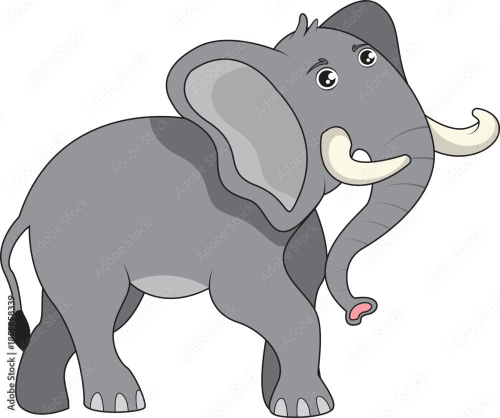 Fototapeta premium Cute Cartoon Elephant Wild and Farm Animal Illustration