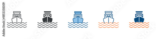 Cruise Ship Icon Set Multiple Style Collection 