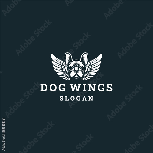 Dog wings logo icon design template vector illustration 